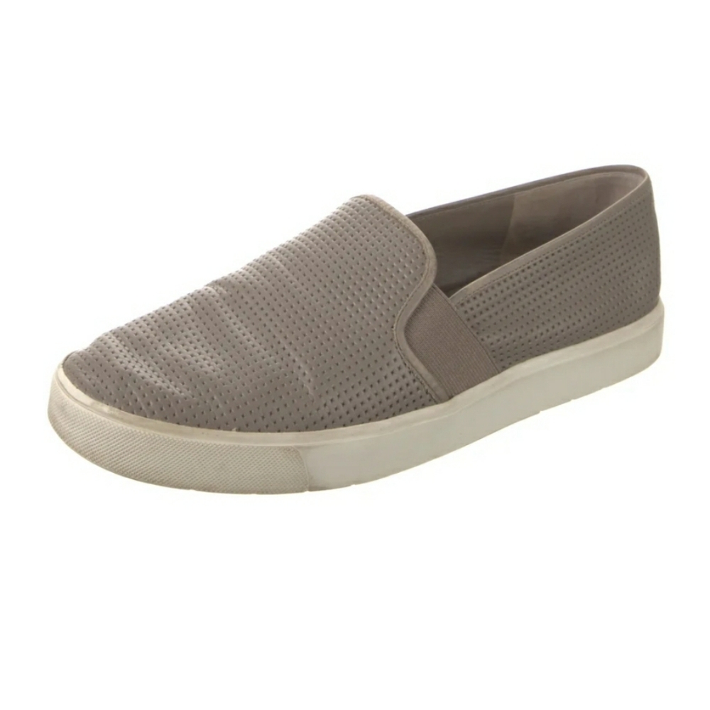 VINCE Gray Slip On Leather Flat Shoes